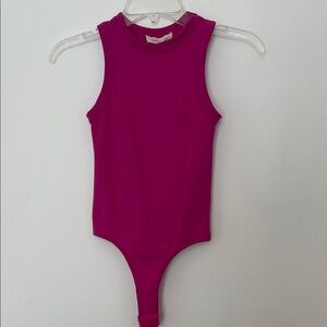 Happily Grey Sleeveless Pink Ribbed Women's Bodysuit size S/M